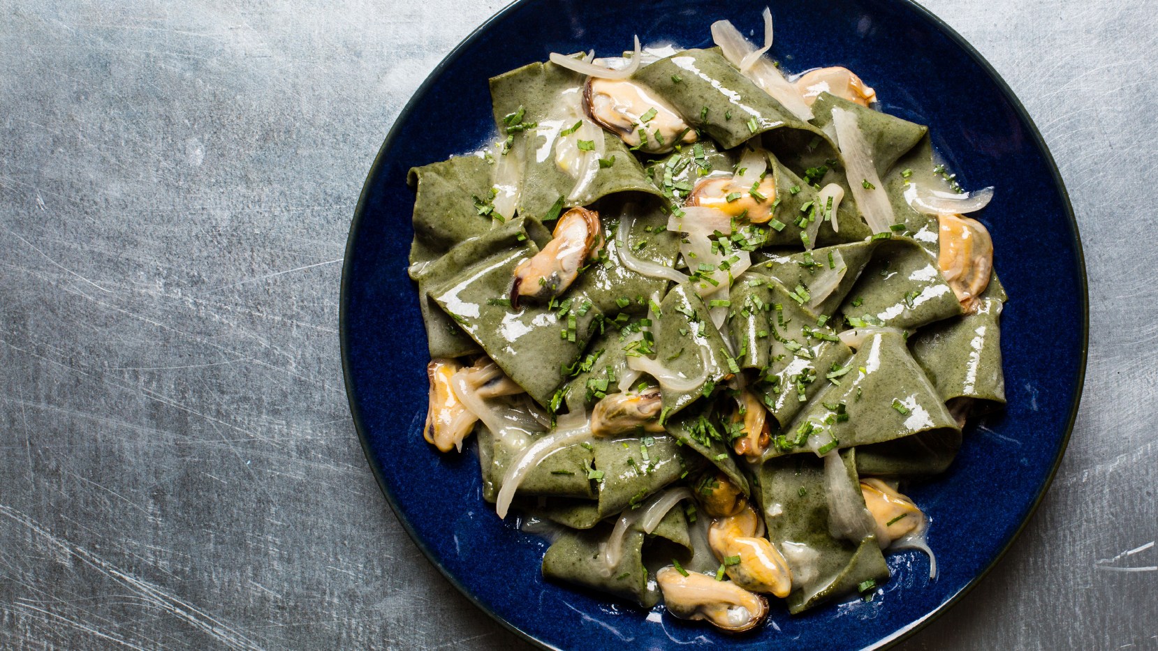 Nori Pasta with Mussels and Nori Butter